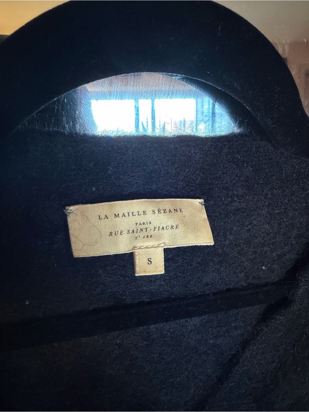 Sézane Black Wool Crewneck Sweater w Buttons